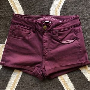 Hi-Rise Soft Burgundy-Maroon Shorts